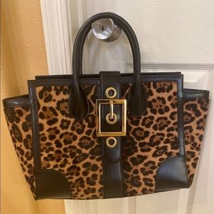 GUCCI Calf Hair and Leather Cheetah Handbag. Animal Print Tote